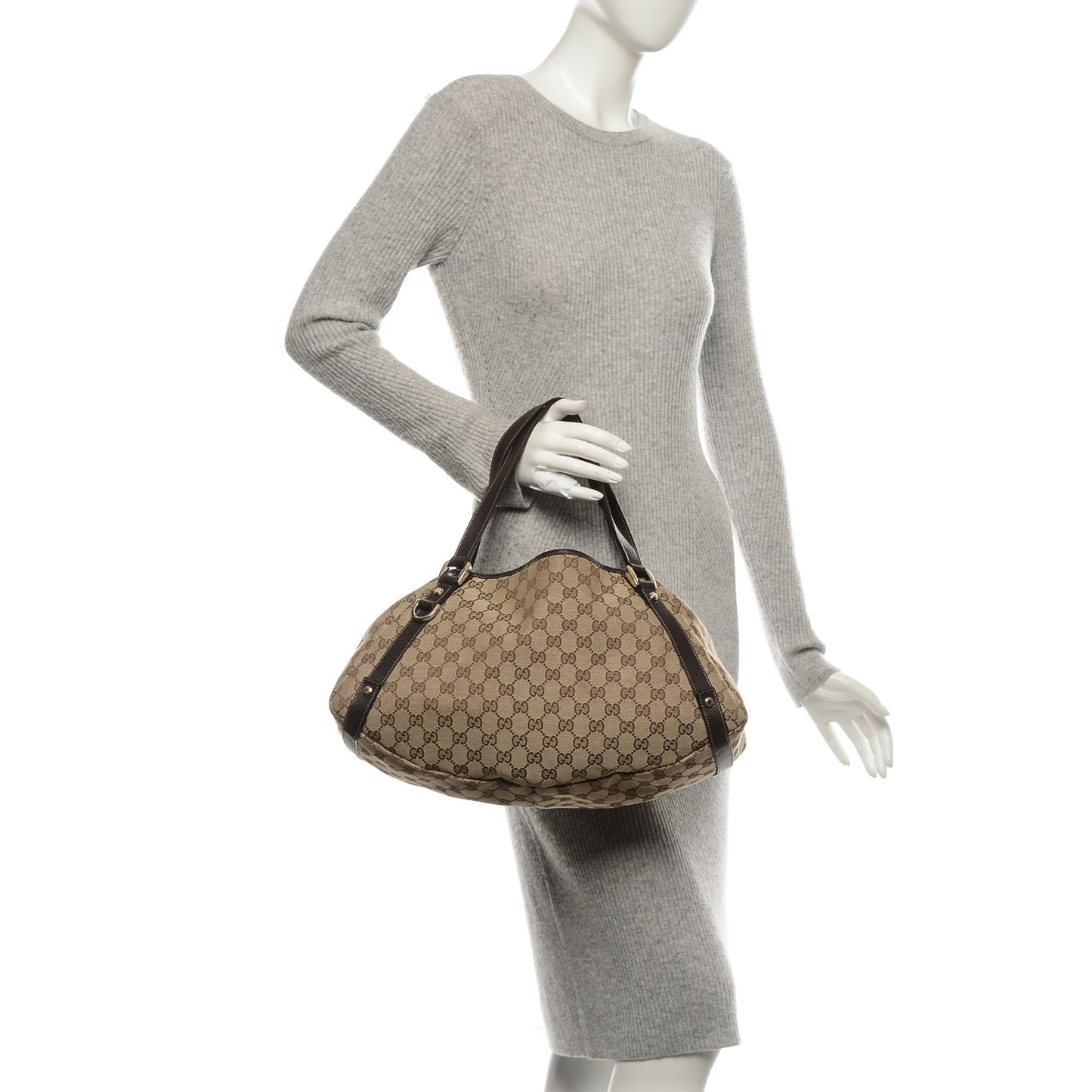Monogram Medium Abbey Shoulder Bag Dark Brown