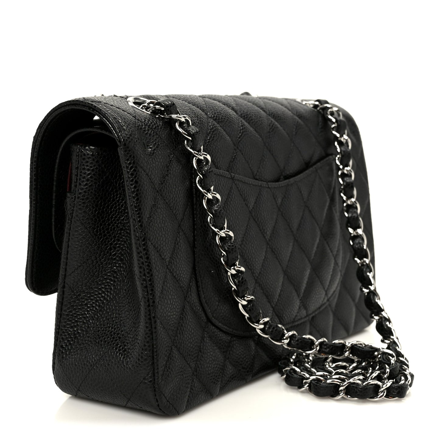 Caviar Quilted Medium Double Flap Black