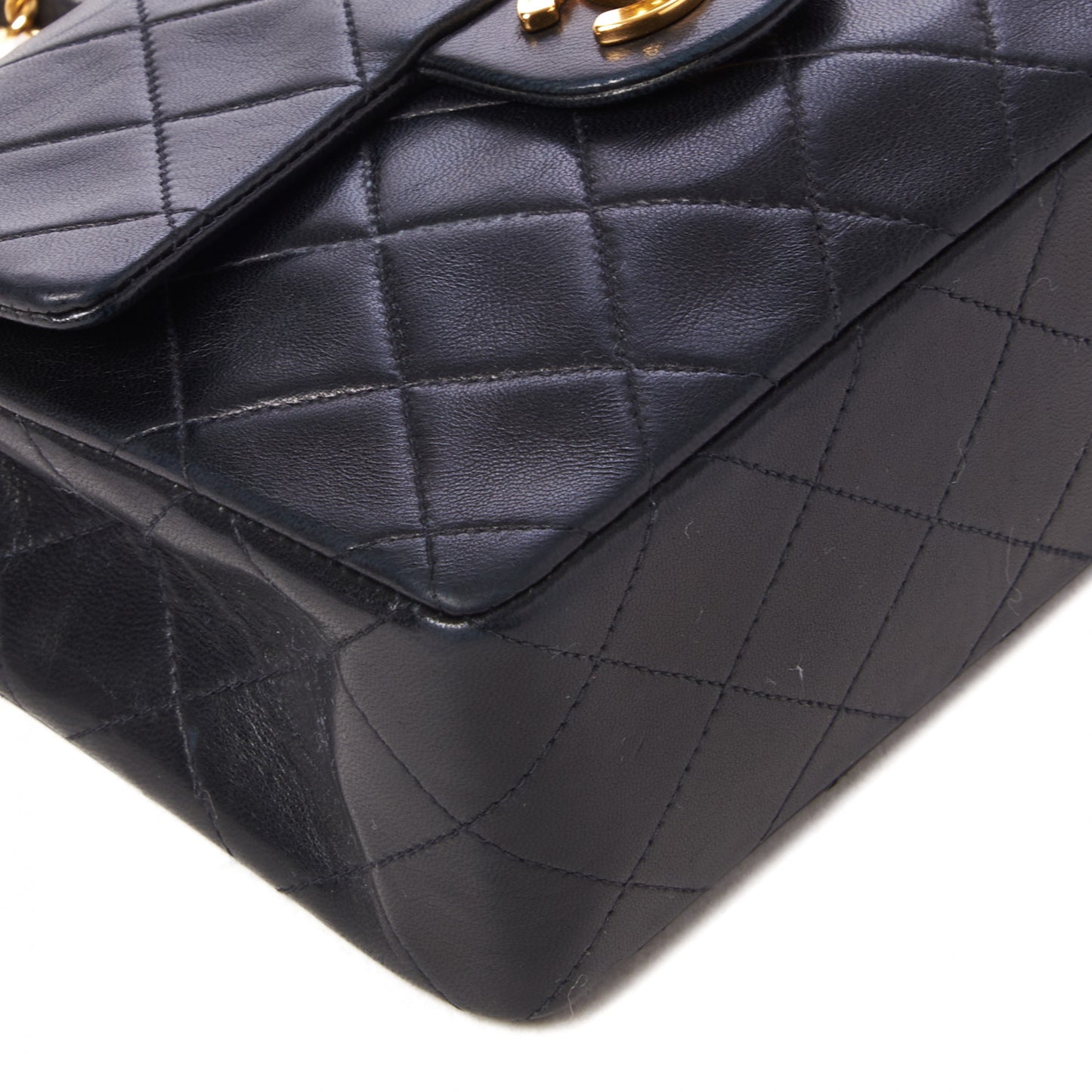 Lambskin Quilted Mini Square Flap Black