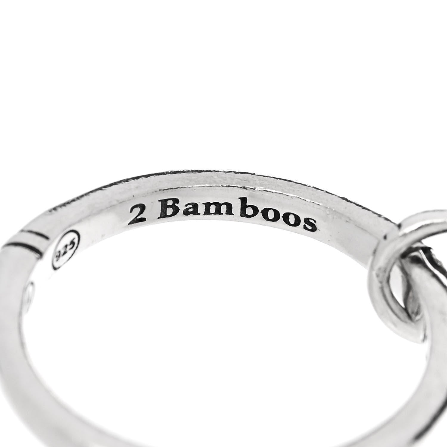 John Hardy Sterling Silver Enamel Bamboo Triple Ring 54 6.75 Black 6 of 8