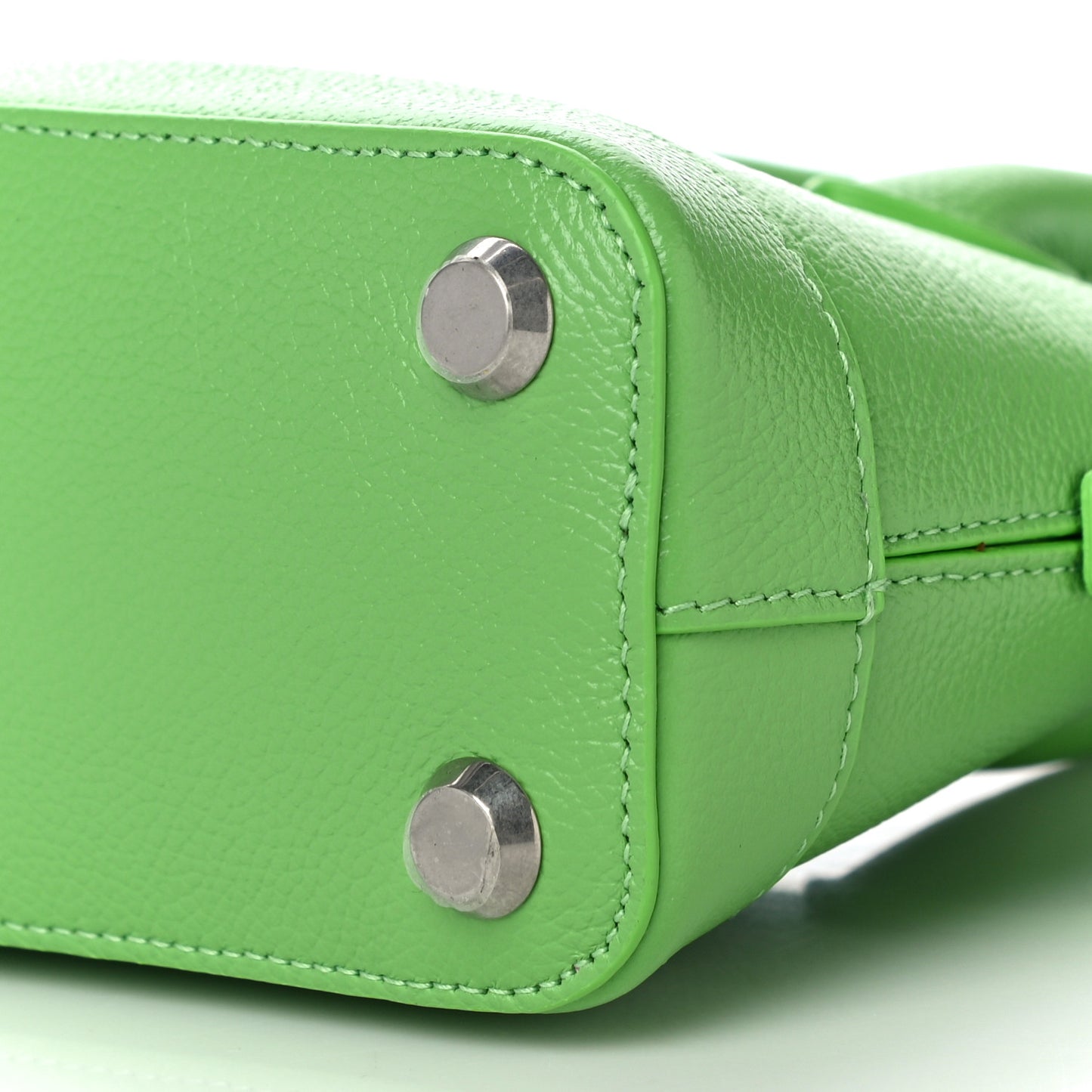 Grained Calfskin XXS Ville Top Handle Bag Light Green Fuchsia