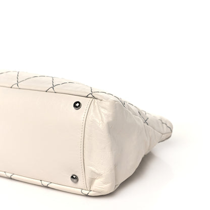 Chanel Aged Calfskin Double Contrast Stitch Hobo Bag Ivory 10 of 13