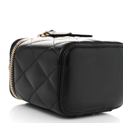 Chanel Lambskin Quilted Top Handle Mini Vanity Case With Chain Black 9 of 10