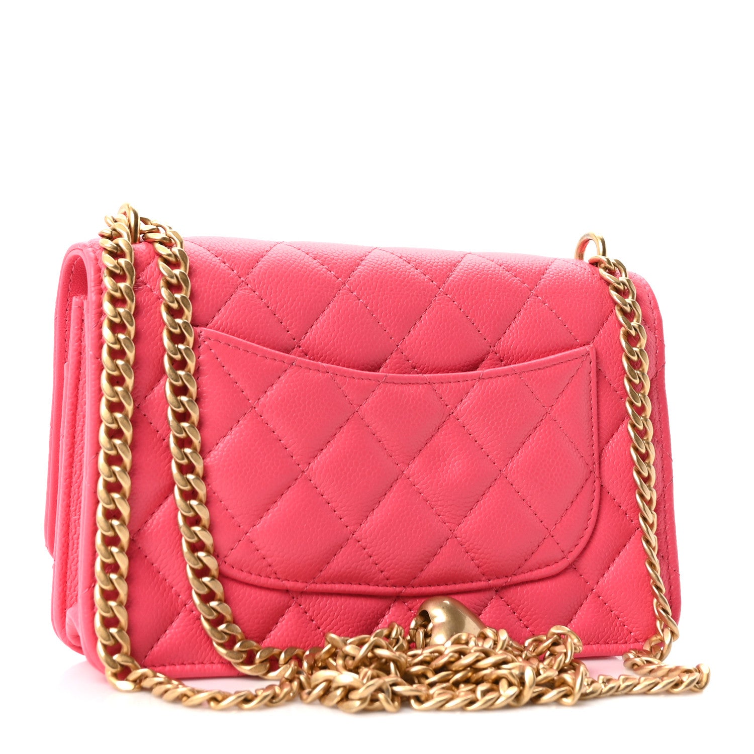 Chanel Caviar Quilted Sweetheart Wallet On Chain WOC Fuchsia 3 of 12