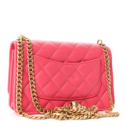 Chanel Caviar Quilted Sweetheart Wallet On Chain WOC Fuchsia 3 of 12