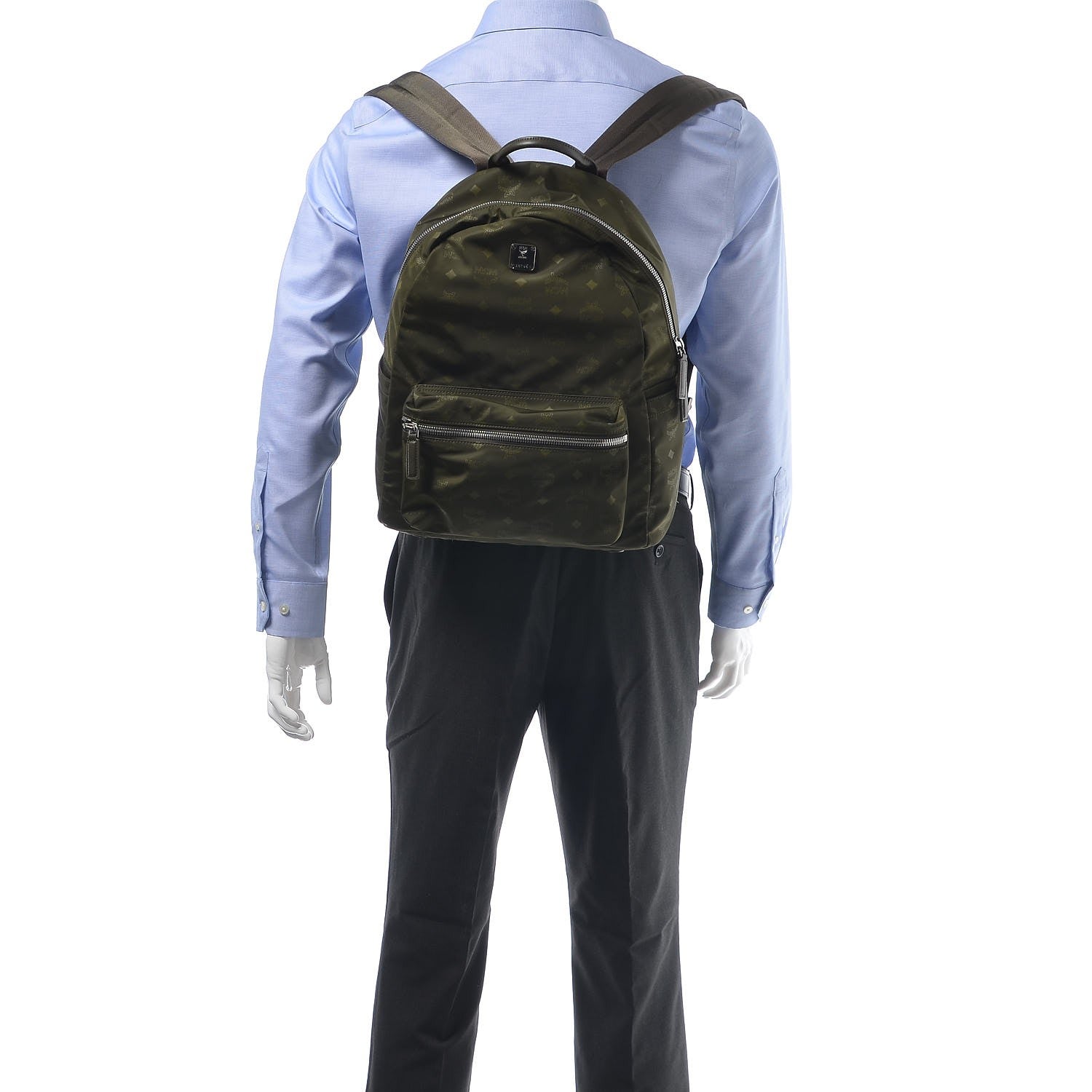 MCM Nylon Monogram Stark Classic Backpack Green 2 of 8