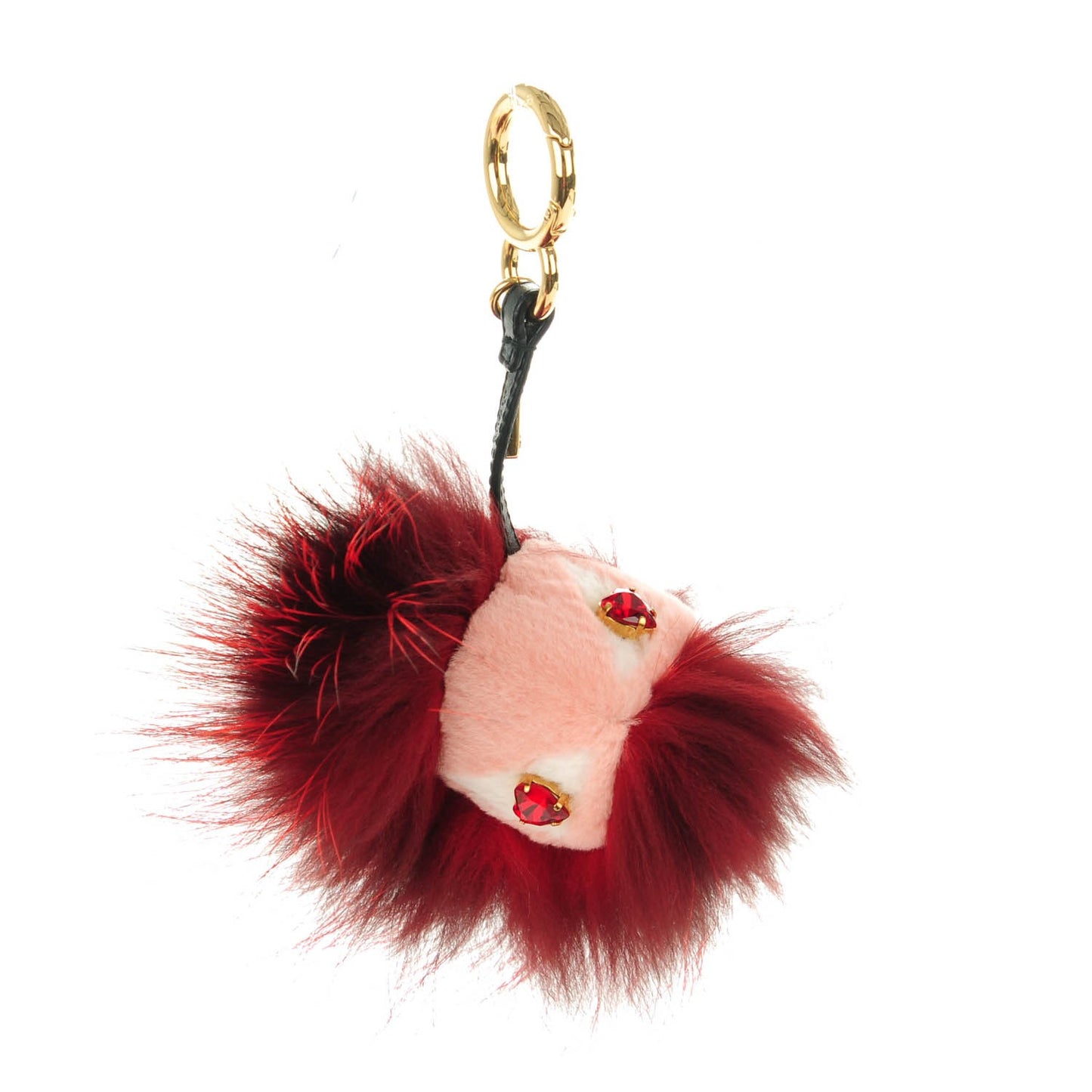 Rabbit Mink Fox Fur Hearty Monster Bag Bug Charm Red Pink