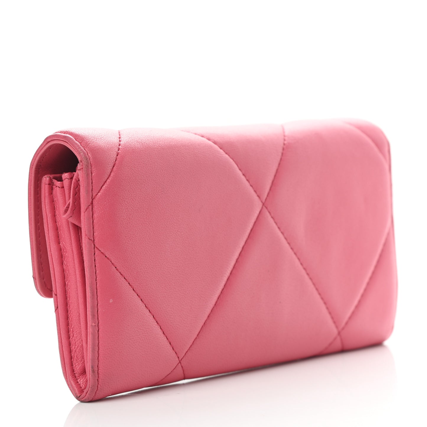 Lambskin Quilted Chanel 19 Flap Wallet Pink