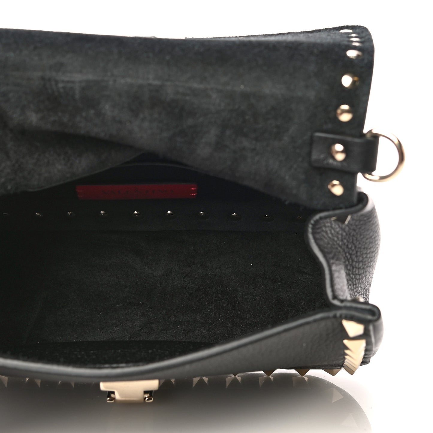 Grainy Calfskin Small Rockstud Top Handle Bag Black