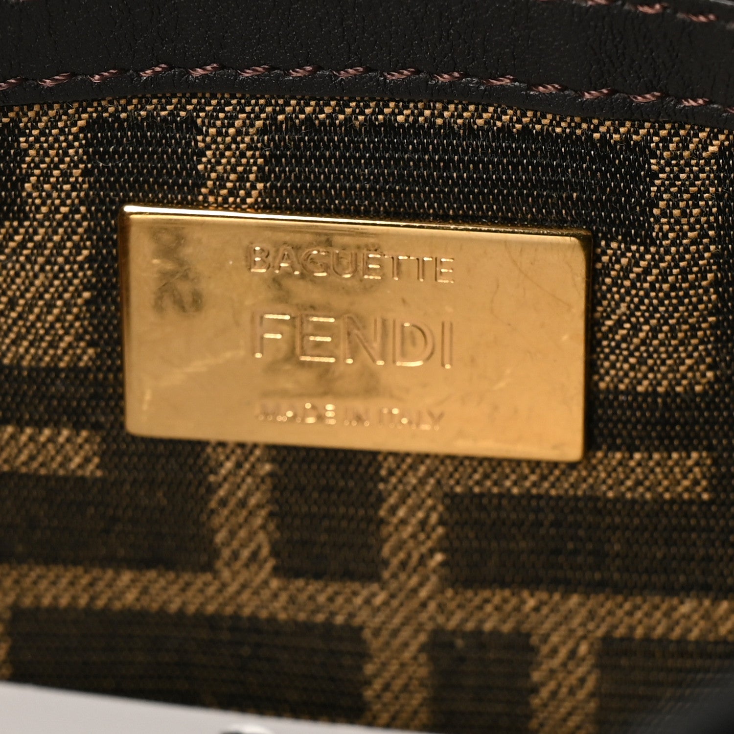 Fendi Fabric Jacquard FF 1974 Large Baguette Tobacco Moro Black 6 of 9