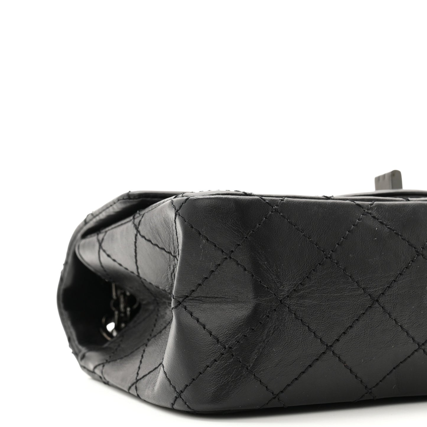 Aged Calfskin Quilted 2.55 Reissue Mini Flap So Black