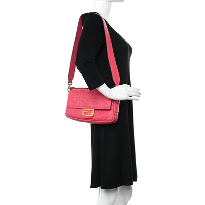 Fendi Nappa FF 1974 Embossed Baguette Lampone 2 of 10