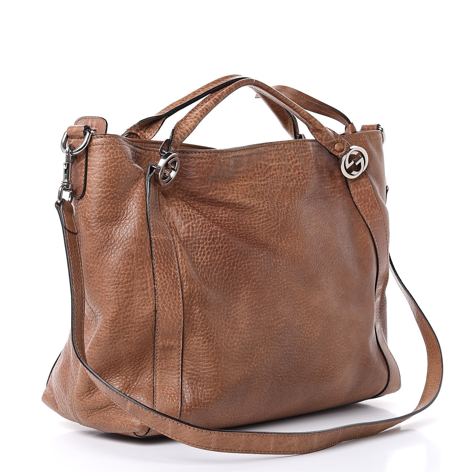 Gucci Pebbled Calfskin Medium Miss GG Top Handle Bag Light Cuir 3 of 16