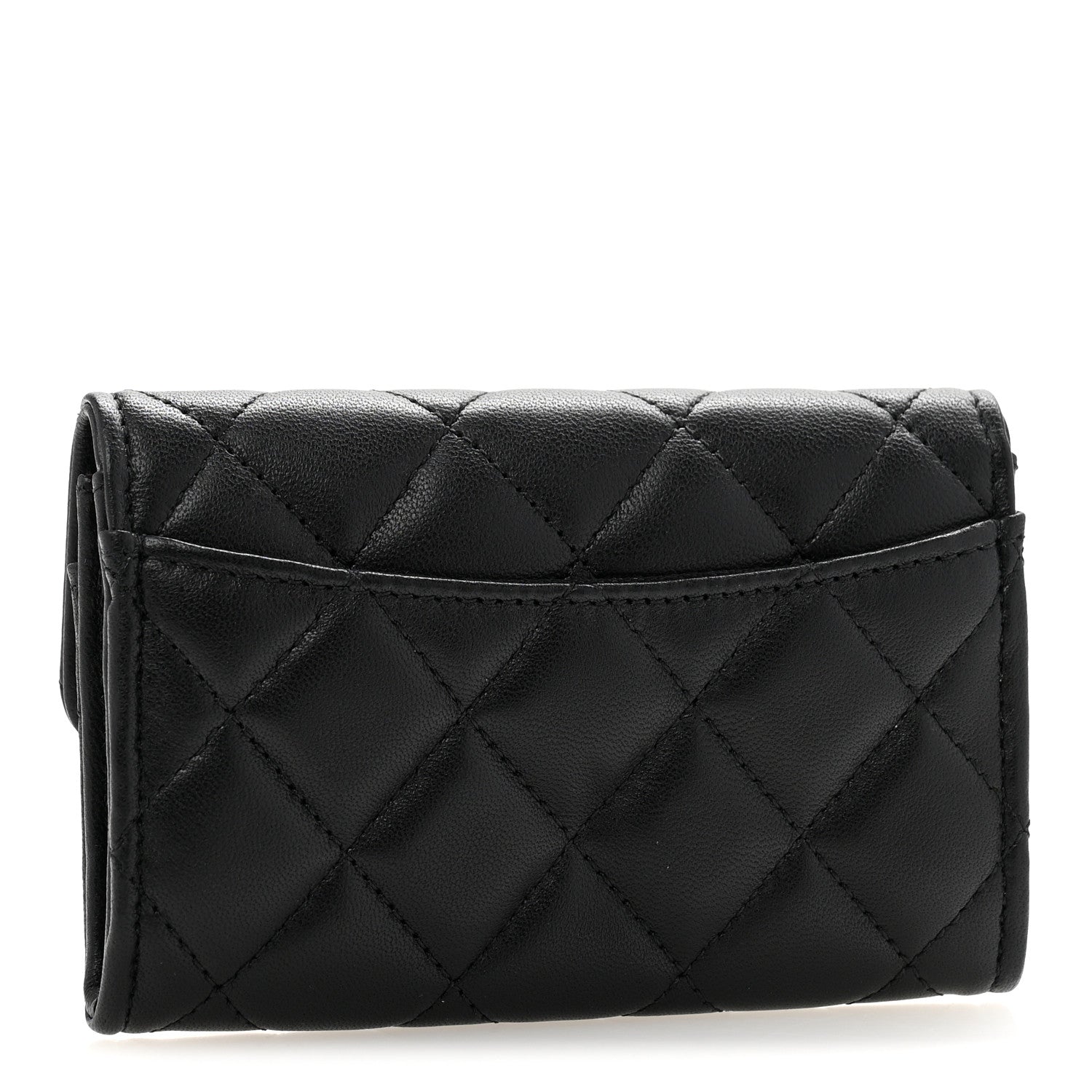 Chanel Lambskin Quilted Flap Card Holder Wallet Black 3 of 10