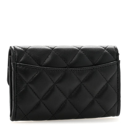 Chanel Lambskin Quilted Flap Card Holder Wallet Black 3 of 10