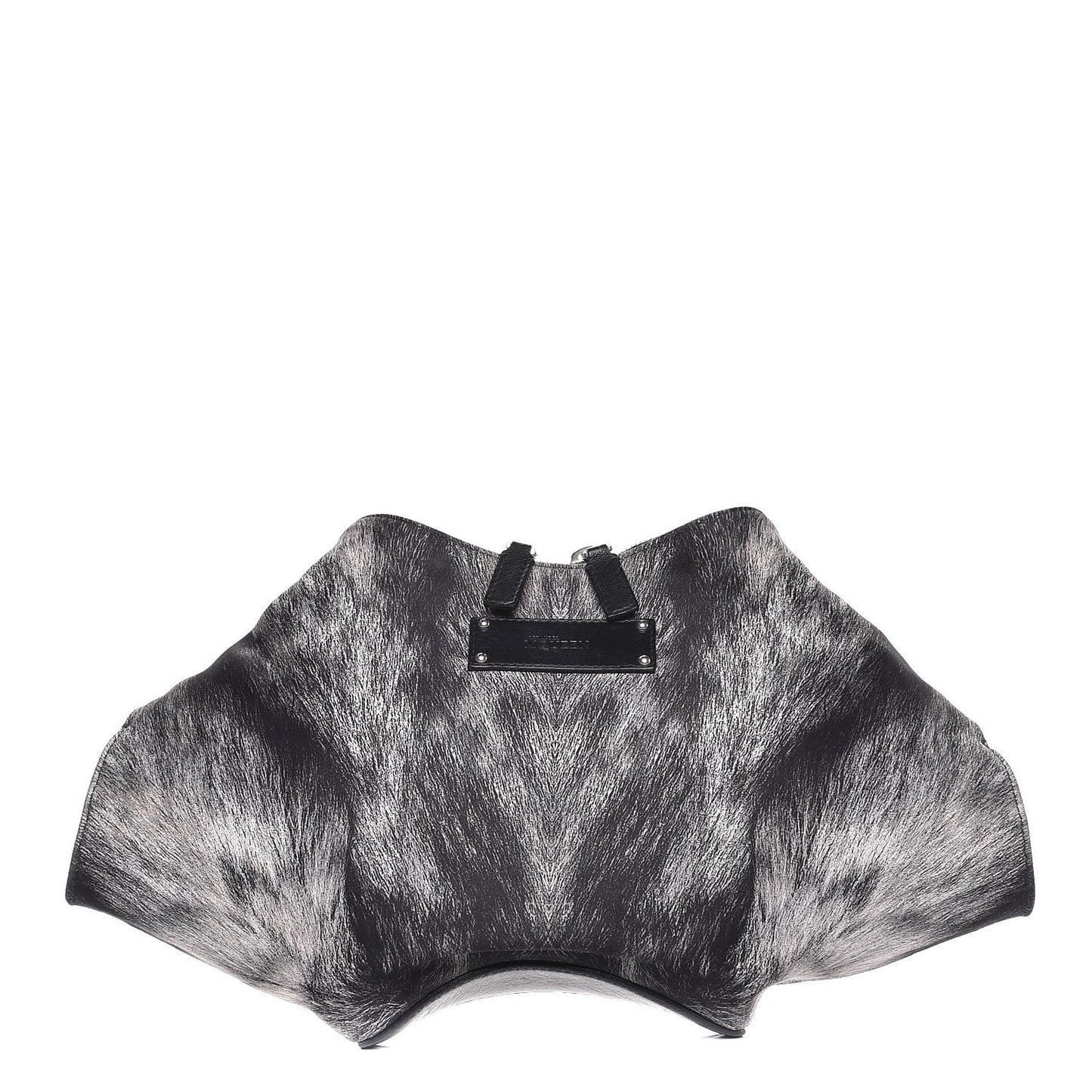 Silk Fur Print De Manta Clutch Black Grey