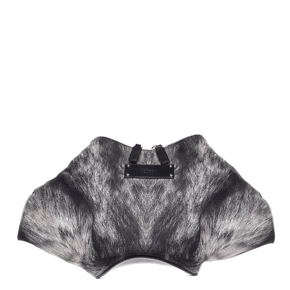 Alexander McQueen Silk Fur Print De Manta Clutch Black Grey 1 of 7
