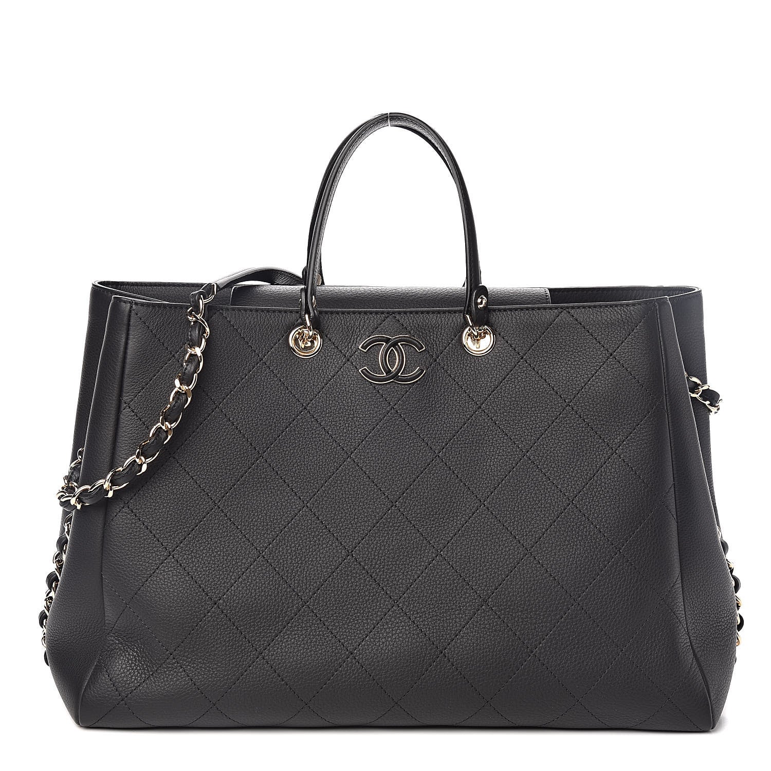 Chanel Bullskin Stitched Large Shopping Bag Black 1 of 10