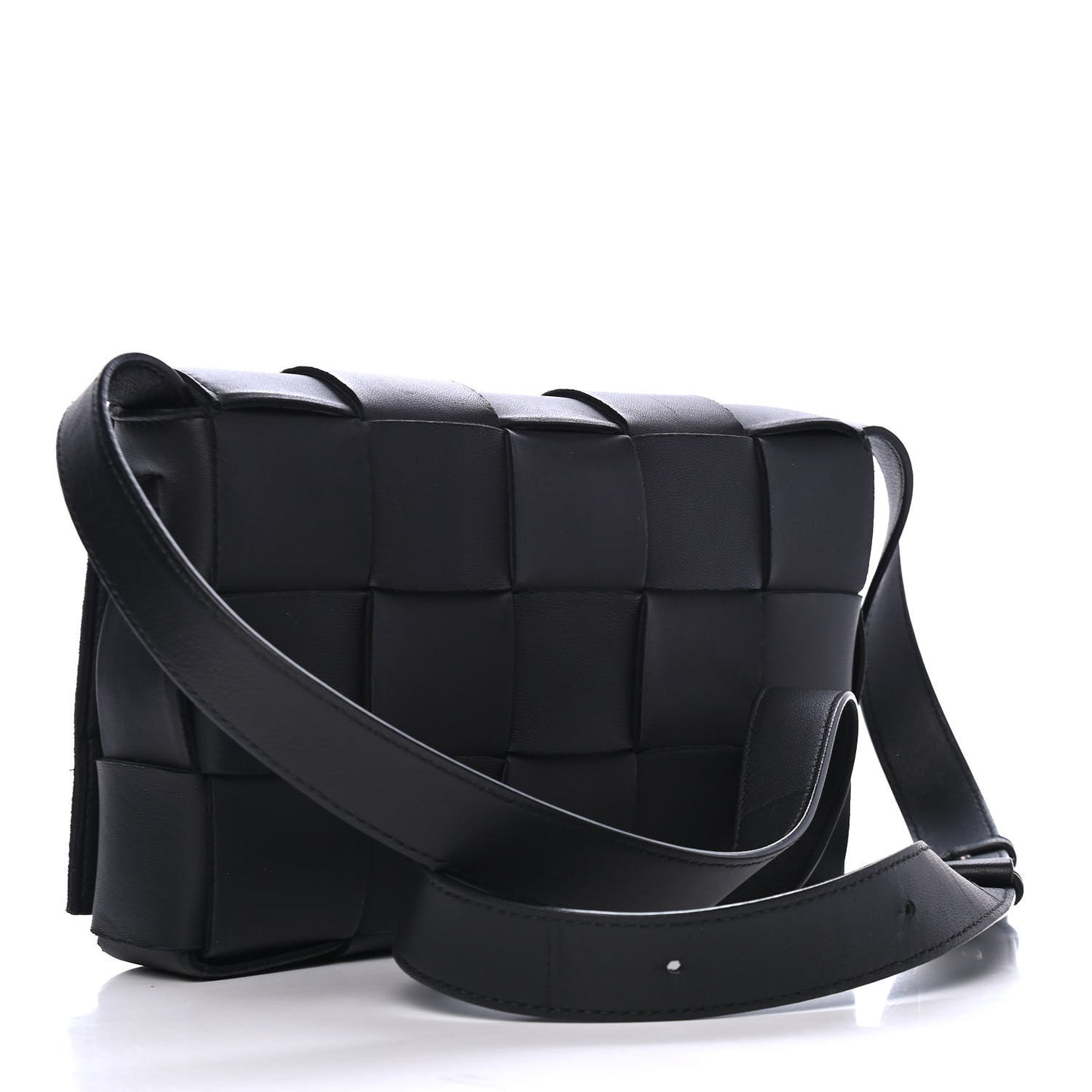 Lambskin Maxi Intrecciato Cassette Crossbody Bag Black