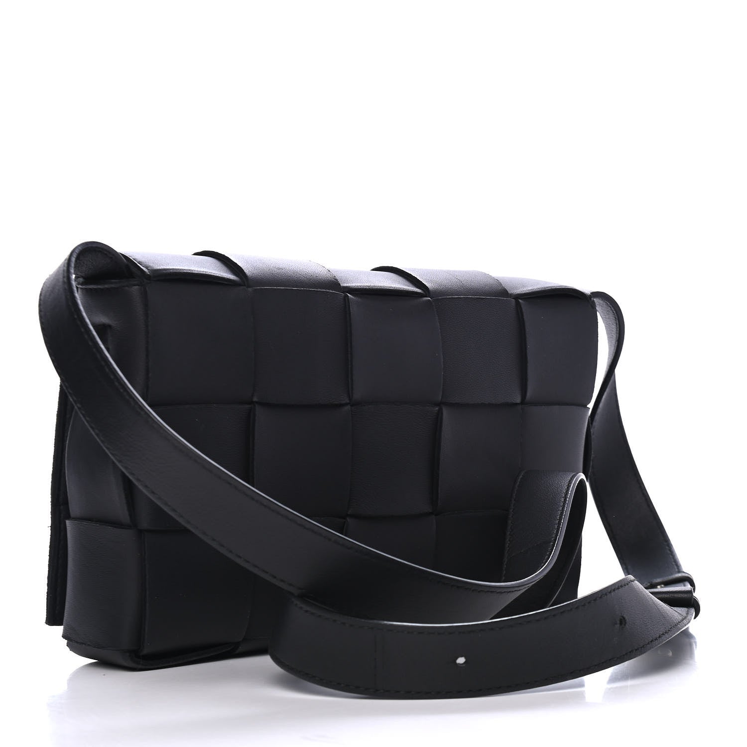 Bottega Veneta Lambskin Maxi Intrecciato Cassette Crossbody Bag Black 2 of 5