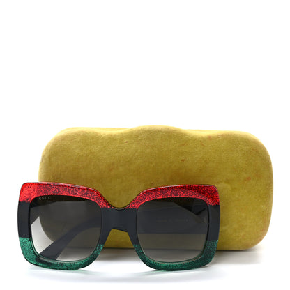 Gucci Acetate Square Frame Sunglasses GG0083S Glitter Red Black Green 7 of 7