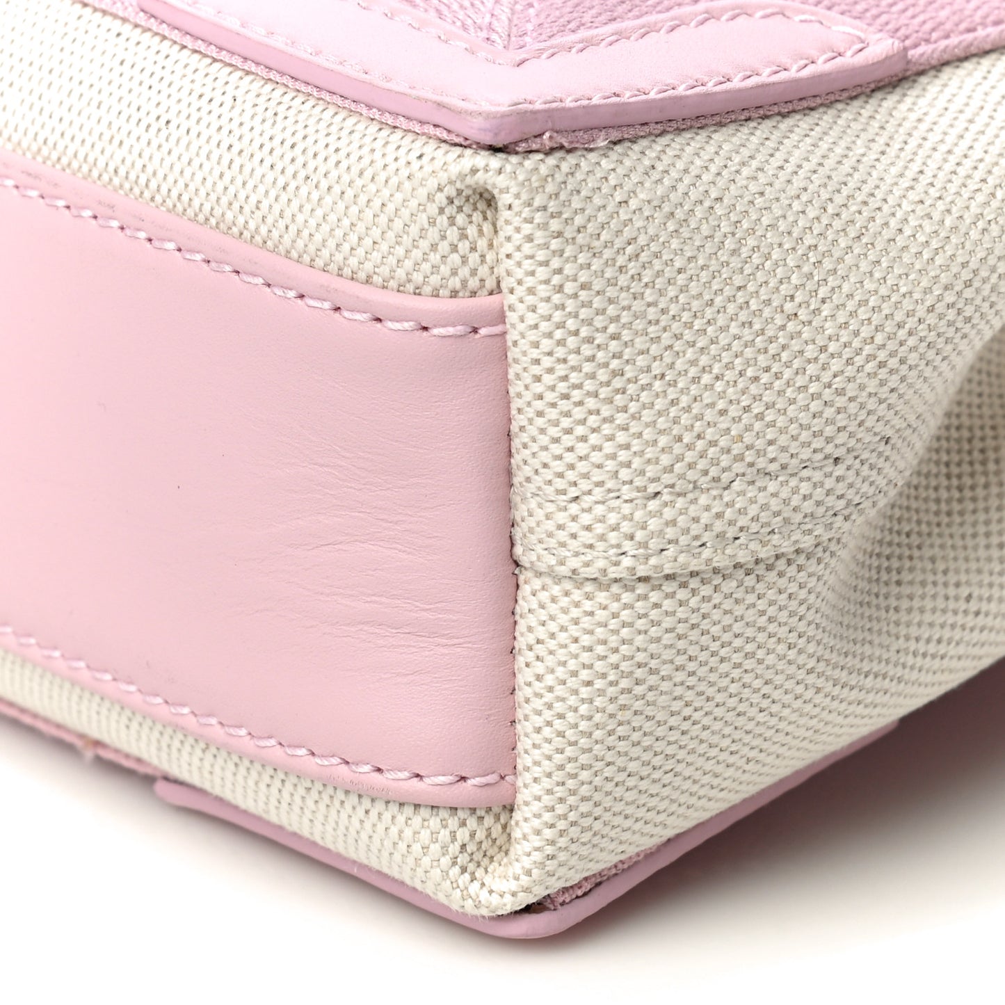 Cotton Canvas Satin Calfskin Navy Cabas XS Natural Pink