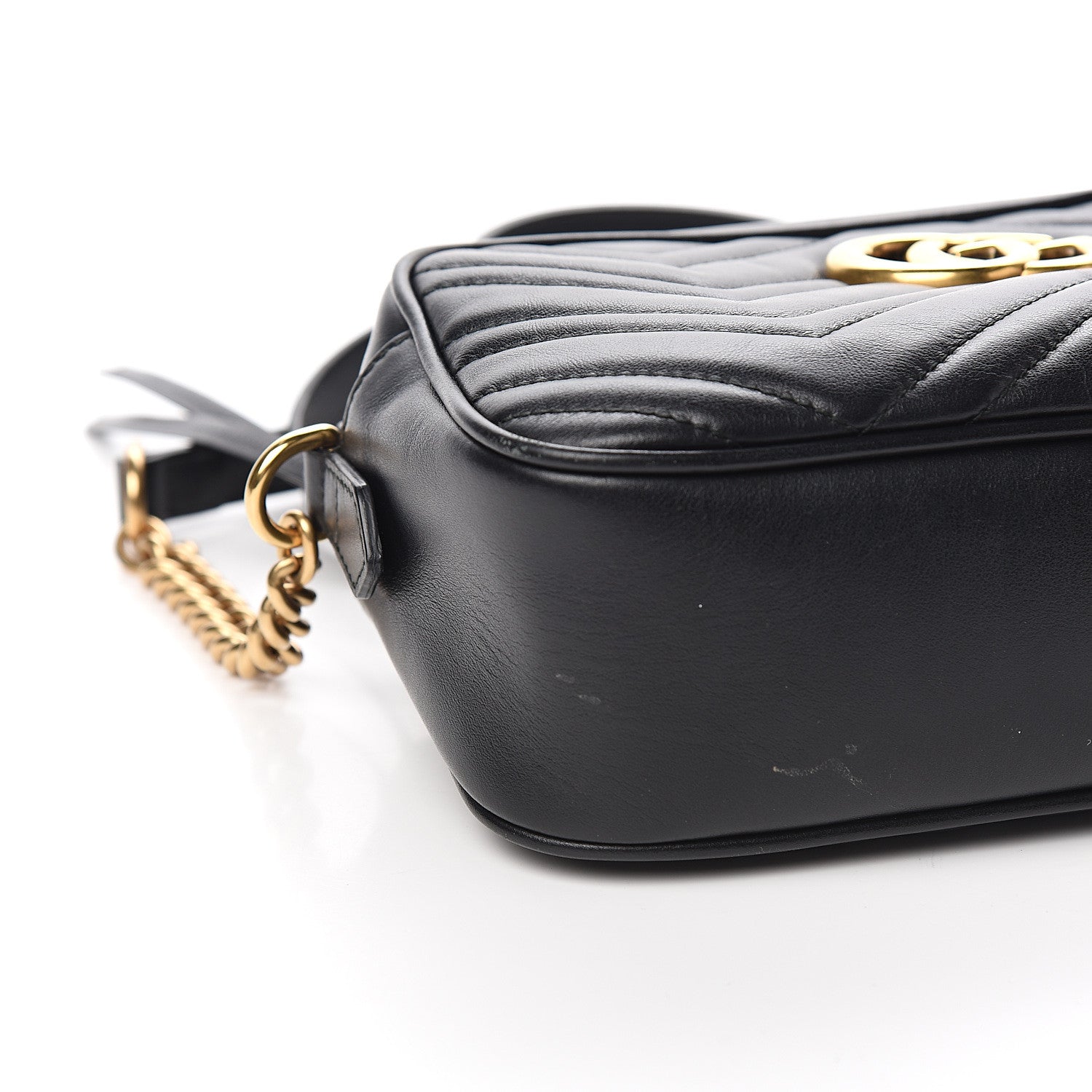 Gucci Calfskin Matelasse Small GG Marmont Chain Shoulder Bag Black 7 of 10