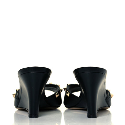 Valentino Garavani Calfskin Rockstud Wedge Sandals 41 Black 10 of 24