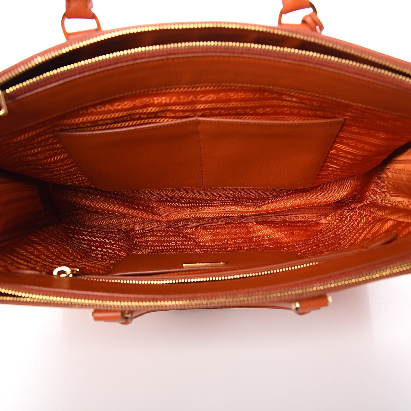 Saffiano Large Galleria Double Zip Tote Papaya