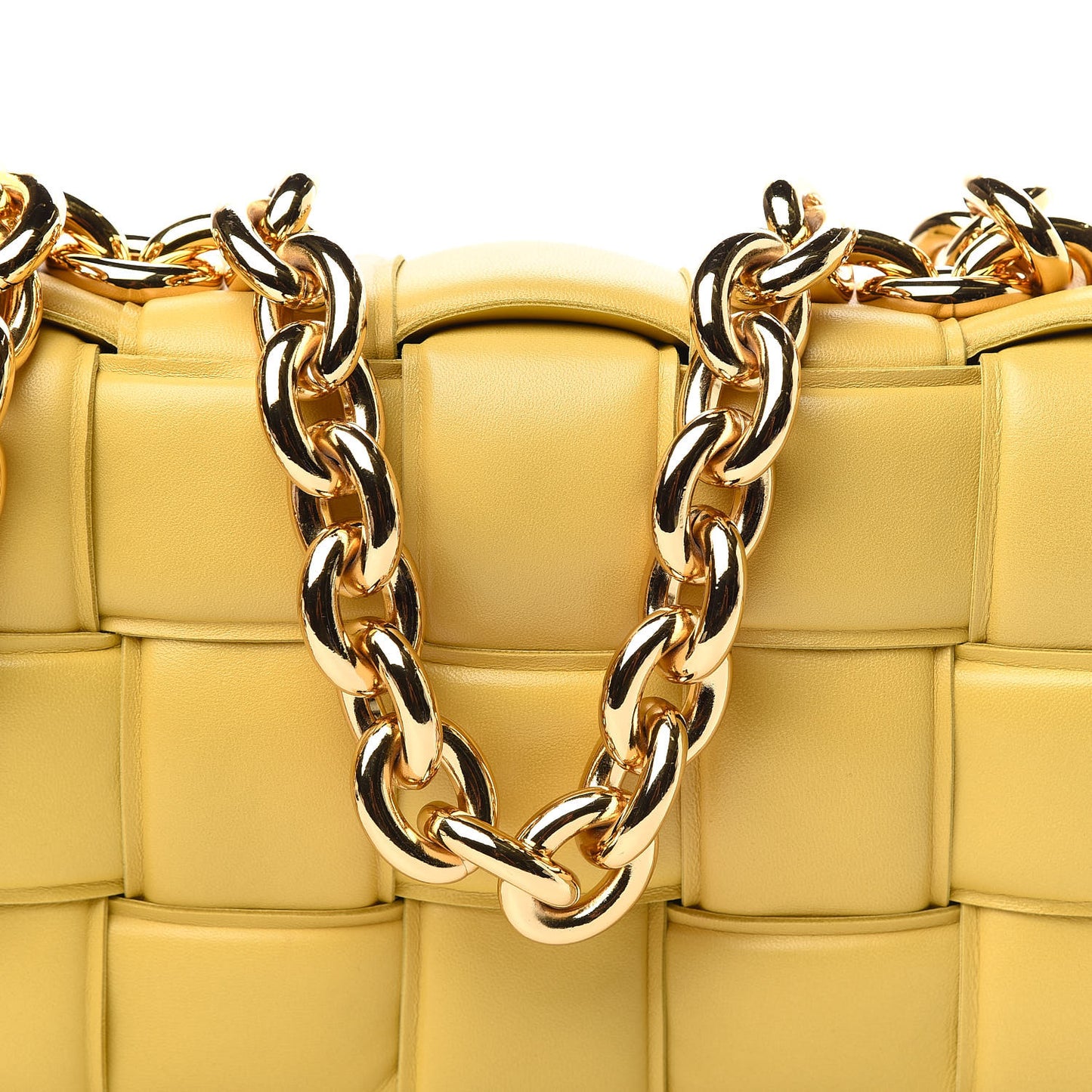 Lambskin Maxi Intreccio Padded Chain Cassette Crossbody Bag Corn