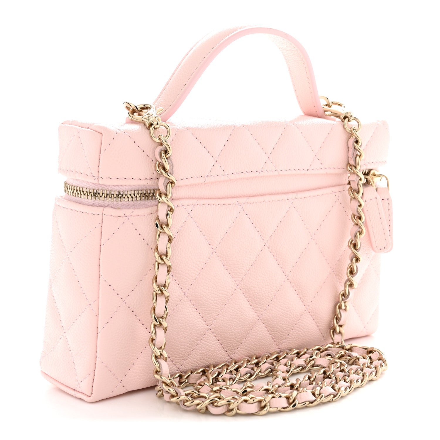 Chanel Caviar Quilted Top Handle Slim Vanity With Chain Light Pink 3 of 11