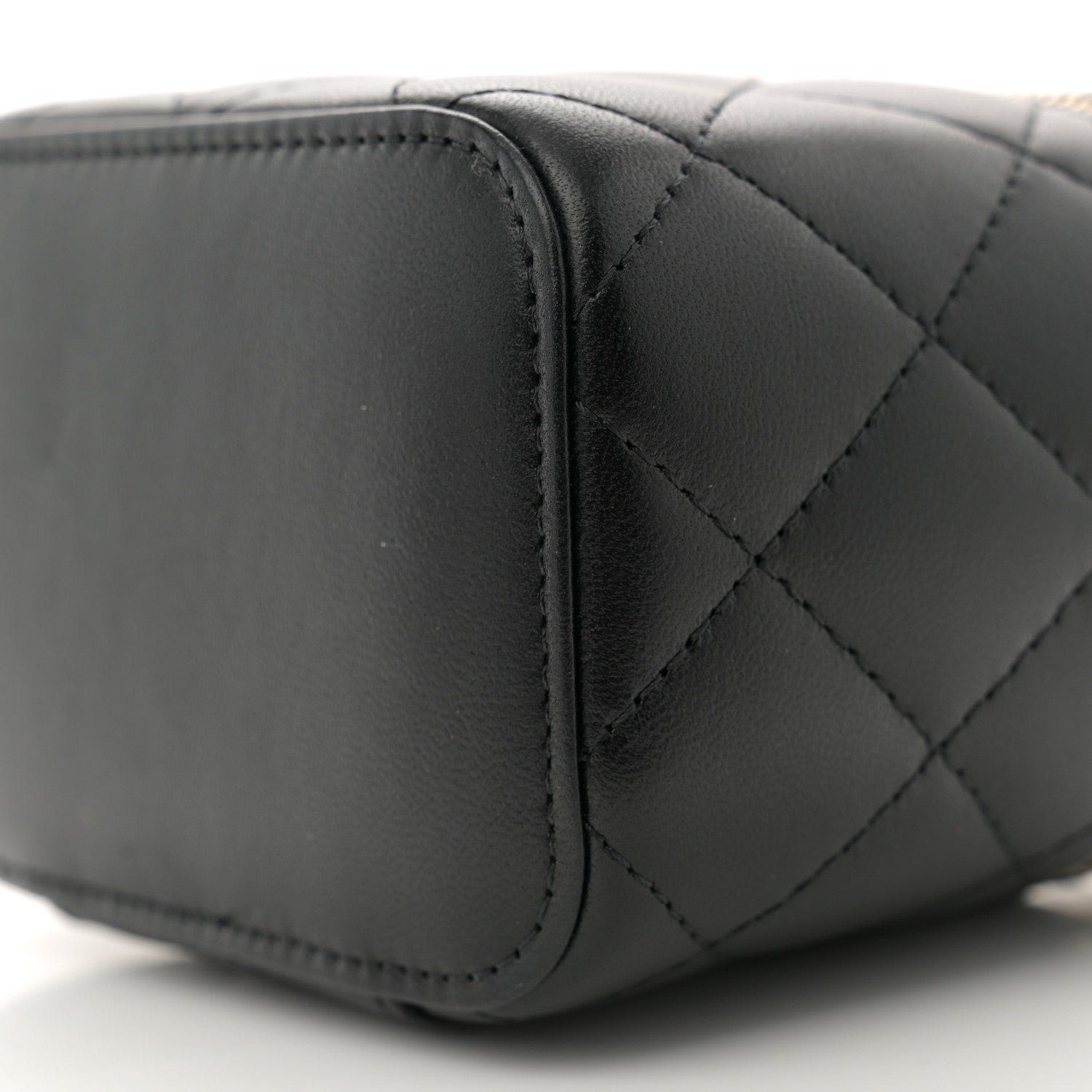 Chanel Lambskin Quilted Mini Vanity Case With Pearl Chain Black 10 of 11