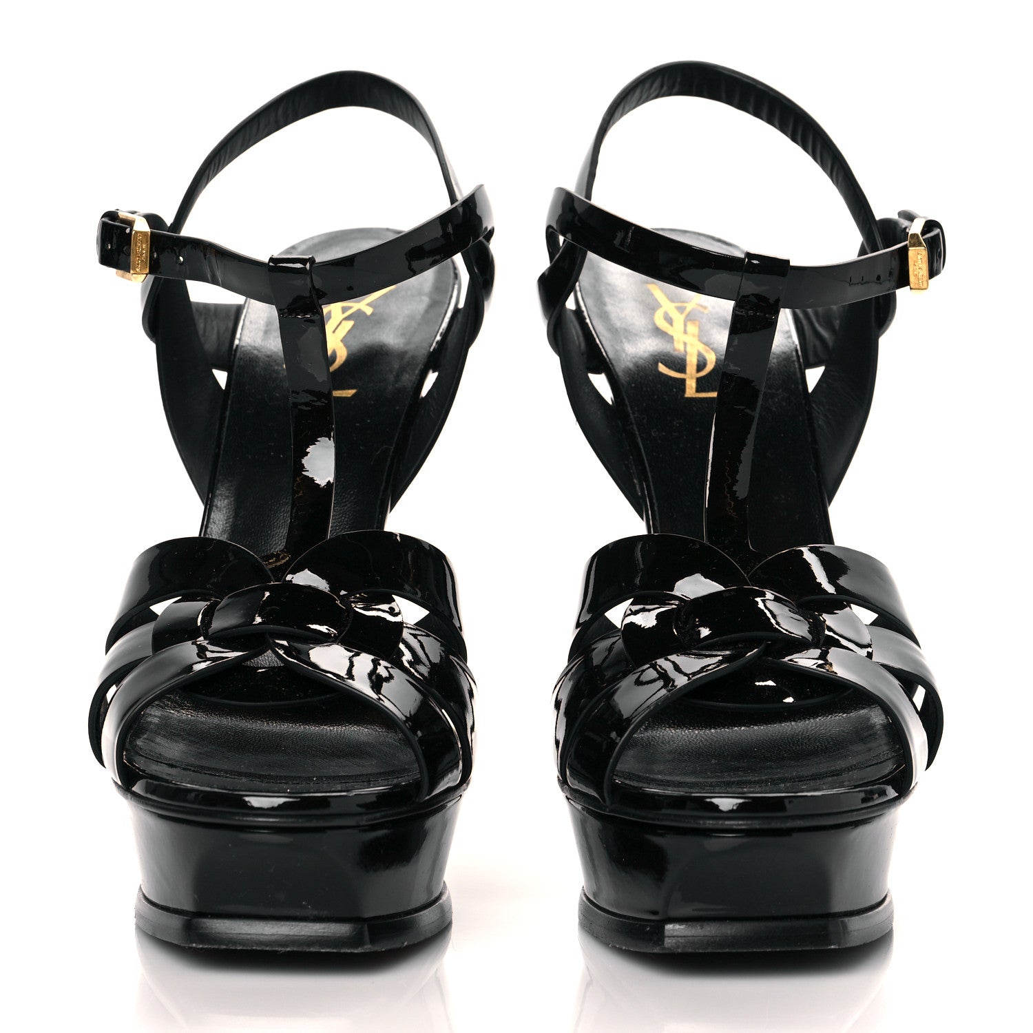Saint Laurent Patent Tribute 105 Platform Sandals 40 Black 2 of 12