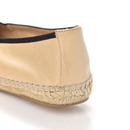 Chanel Lambskin Grosgrain CC Espadrilles 38 Beige Black 8 of 8