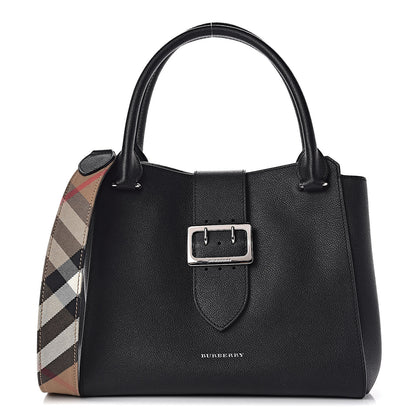 Burberry Soft Grain Calfskin Medium Buckle Tote Black 1 of 11