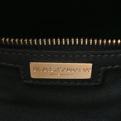 Dolce & Gabbana Vernice Vitello Raffia Woven Coffa Tote Black 6 of 8