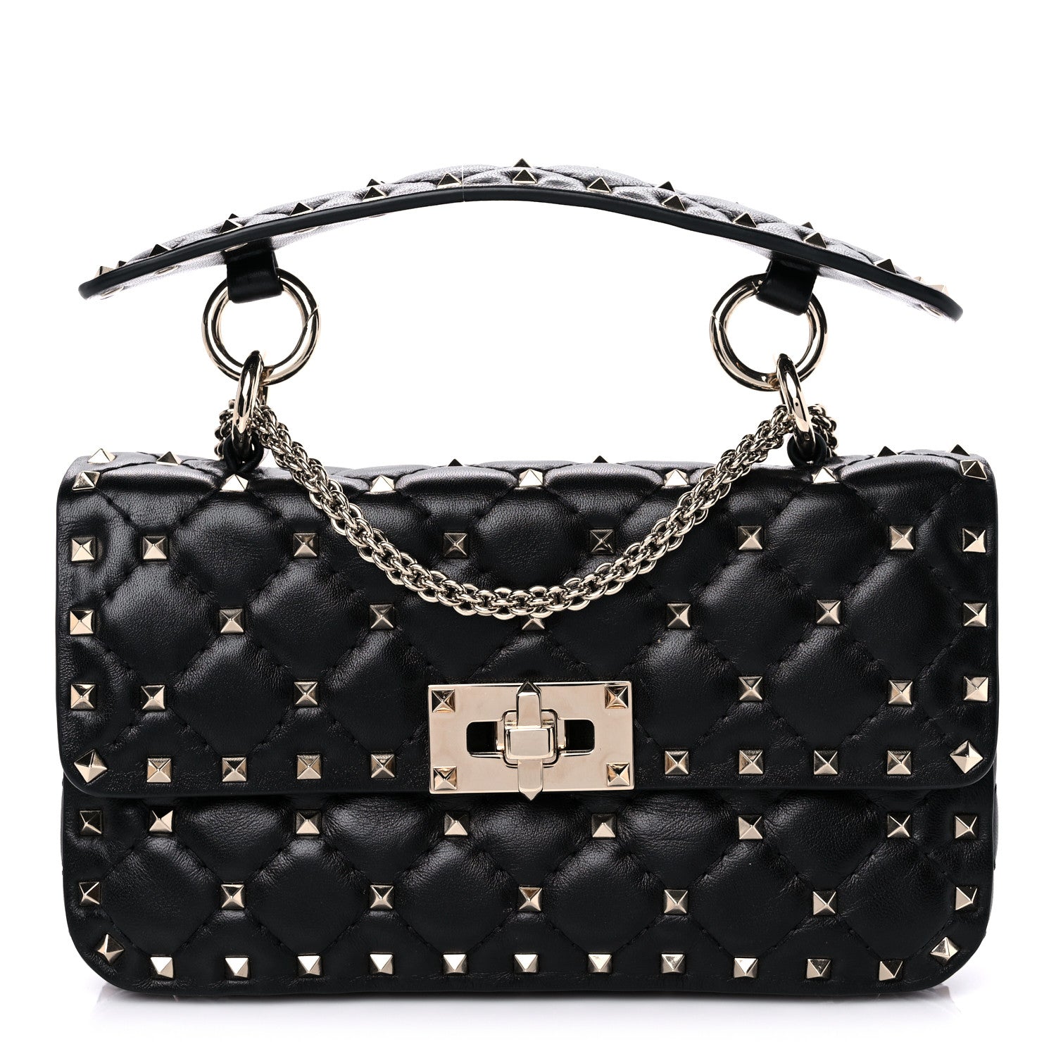 Valentino Garavani Lambskin Small Rockstud Spike Shoulder Bag Black 1 of 8