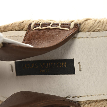 Louis Vuitton Calfskin Spring Hill Espadrille Wedge Sandals 39.5 White Brown 8 of 8