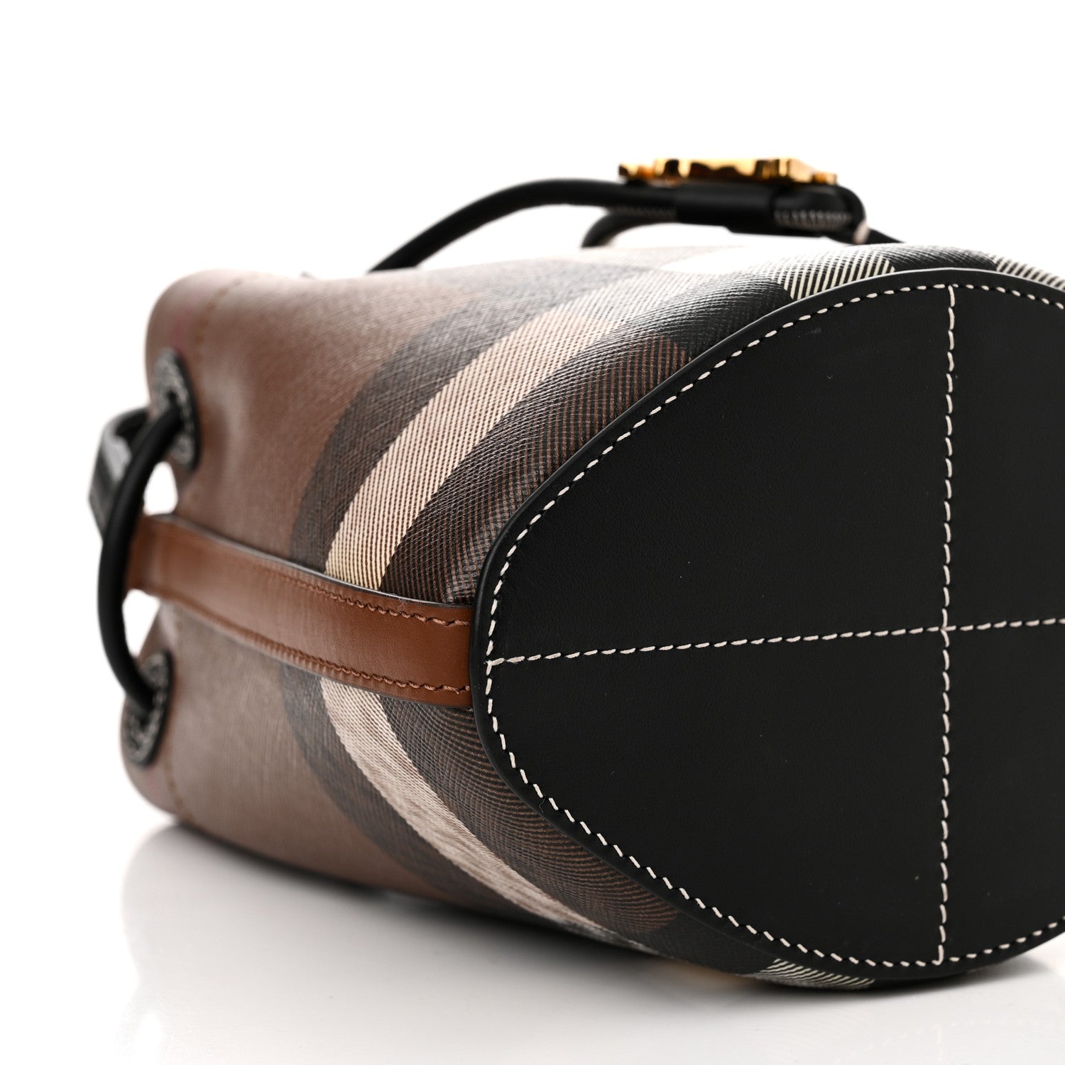 Burberry Giant Check Calfskin TB Mini Bucket Bag Dark Birch 9 of 10
