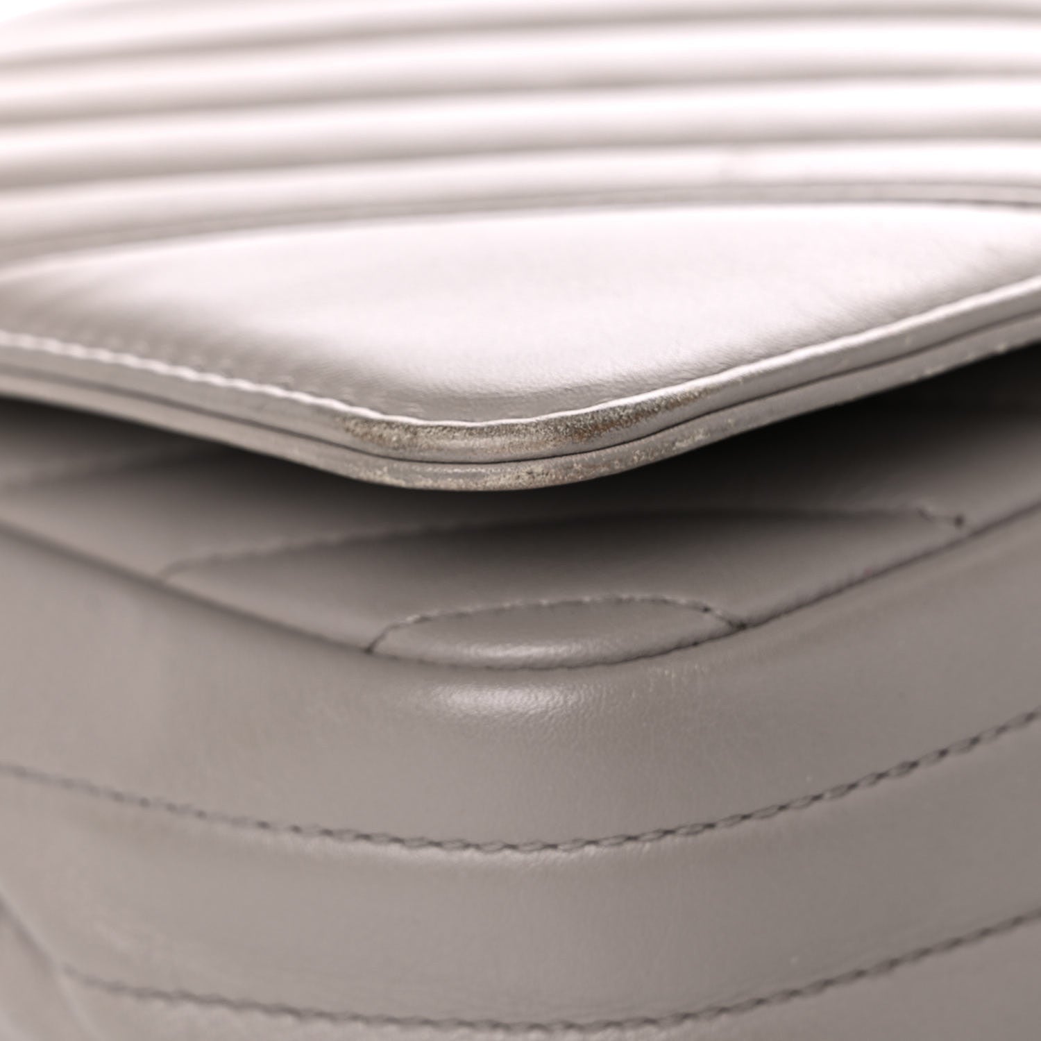 Chanel Calfskin Chevron Quilted Large Statement Flap Grey 8 of 21