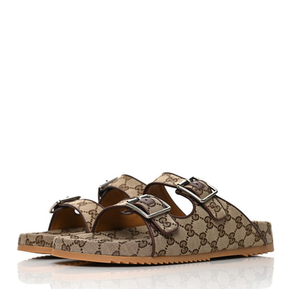 Gucci GG Monogram Lavaredo Eco Fabric Mens Slide Sandals With Straps 13 Beige Ebony Light Brown 3 of 8