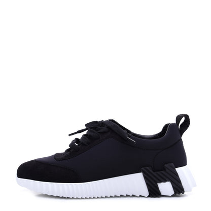 Hermes Technical Jersey Suede Goatskin Bouncing Sneakers 36.5 Black White 1 of 13