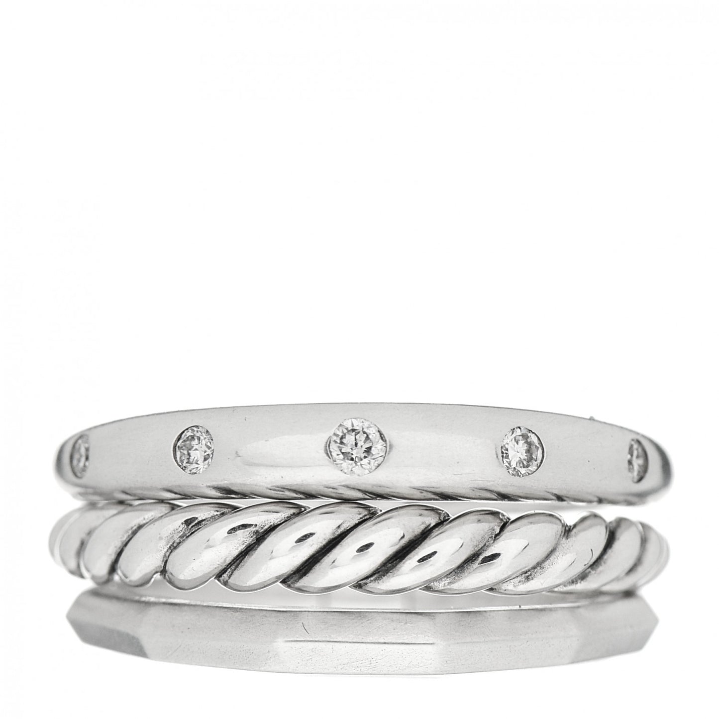 Sterling Silver Diamond 9mm Stax Narrow Ring 54 7