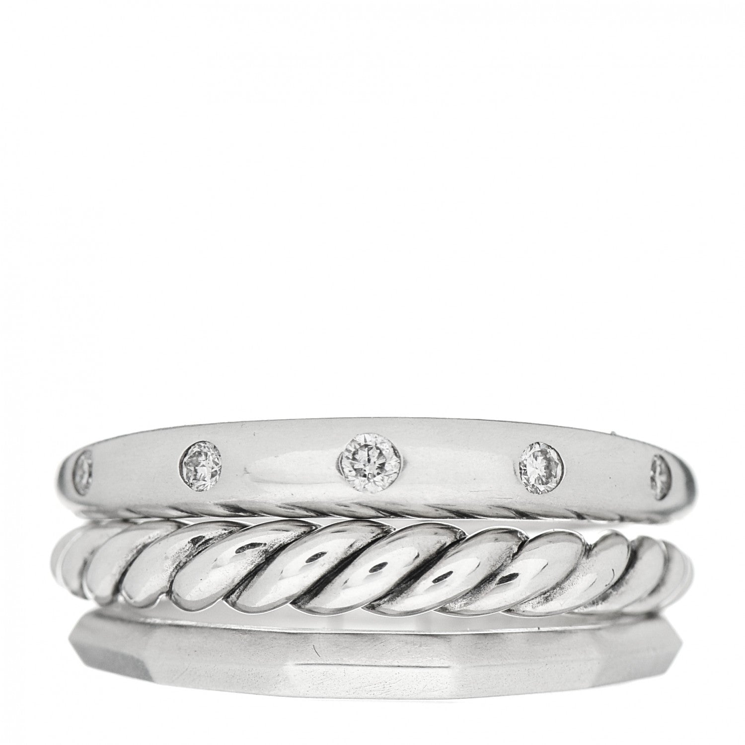 David Yurman Sterling Silver Diamond 9mm Stax Narrow Ring 54 7 1 of 4