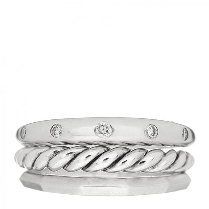 David Yurman Sterling Silver Diamond 9mm Stax Narrow Ring 54 7 1 of 4