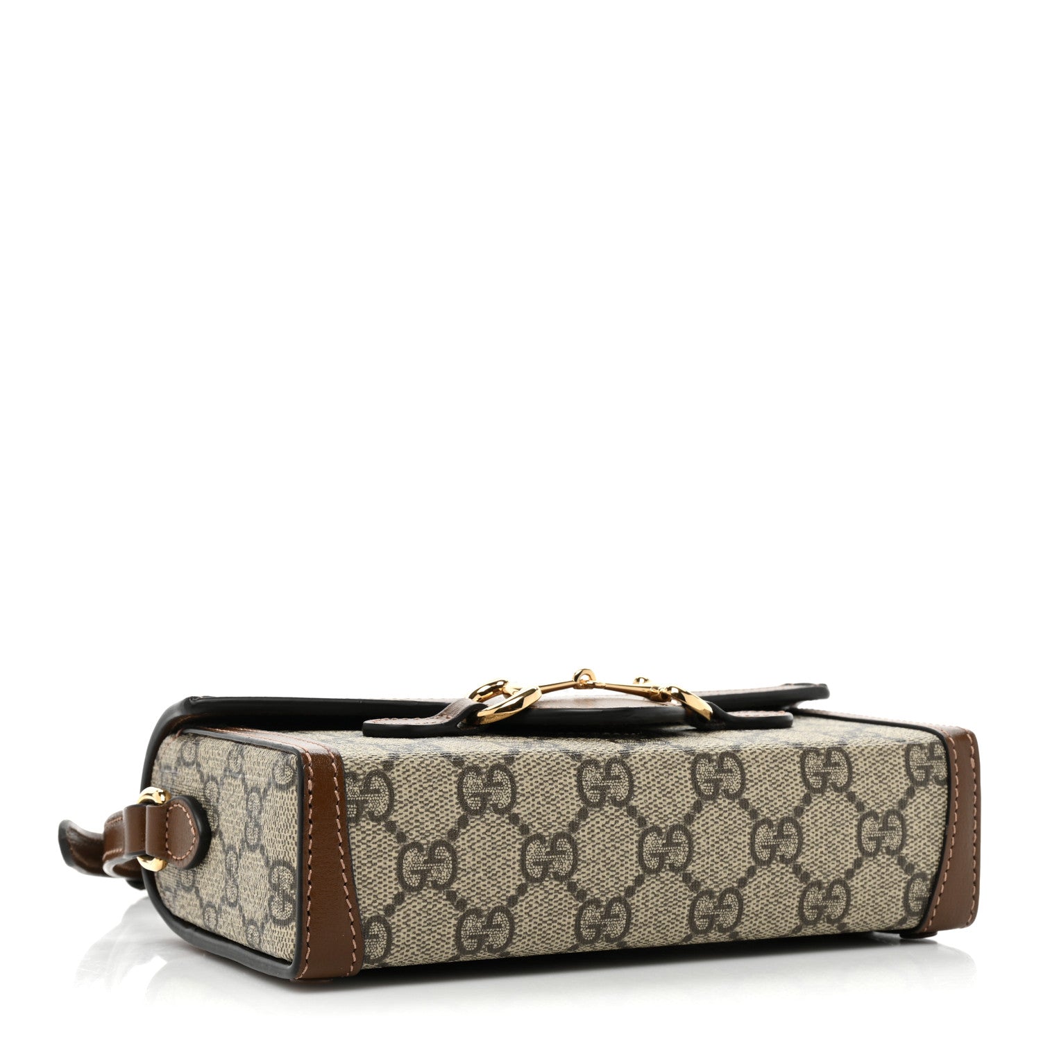 Gucci GG Supreme Monogram Mini Horsebit 1955 Shoulder Bag Beige Brown Sugar 4 of 16
