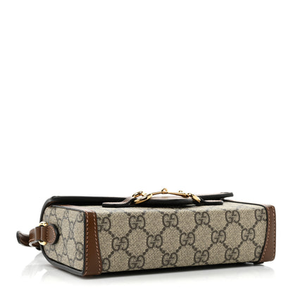 Gucci GG Supreme Monogram Mini Horsebit 1955 Shoulder Bag Beige Brown Sugar 4 of 16