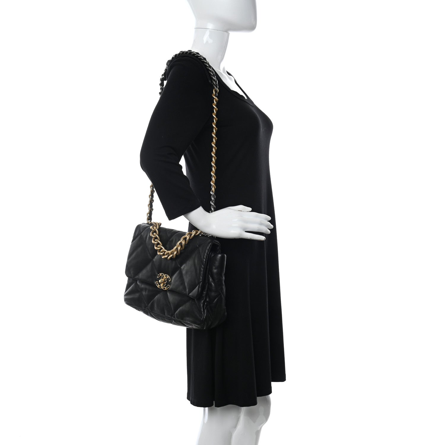 Chanel Lambskin Quilted Medium Chanel 19 Flap Black 2 of 13