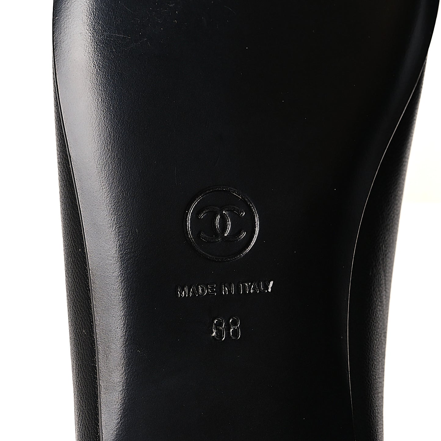 Lambskin Patent Cap Toe Ballerina Flats 38 Black