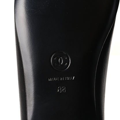 Chanel Lambskin Patent Cap Toe Ballerina Flats 38 Black 6 of 9